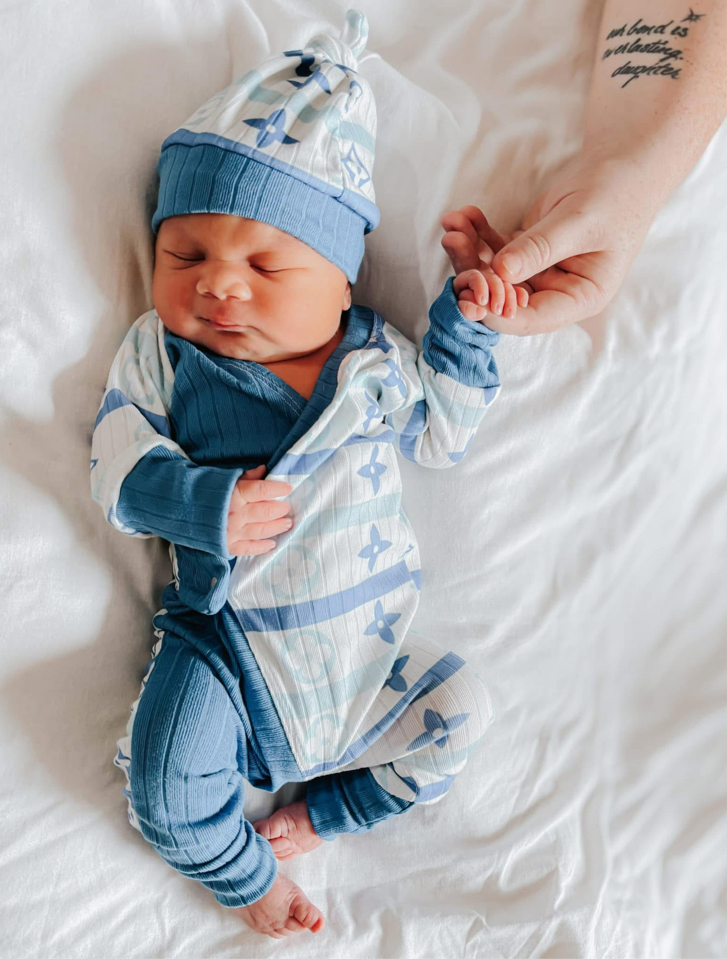 RTS newborn boy river romper boujee newborn stripes