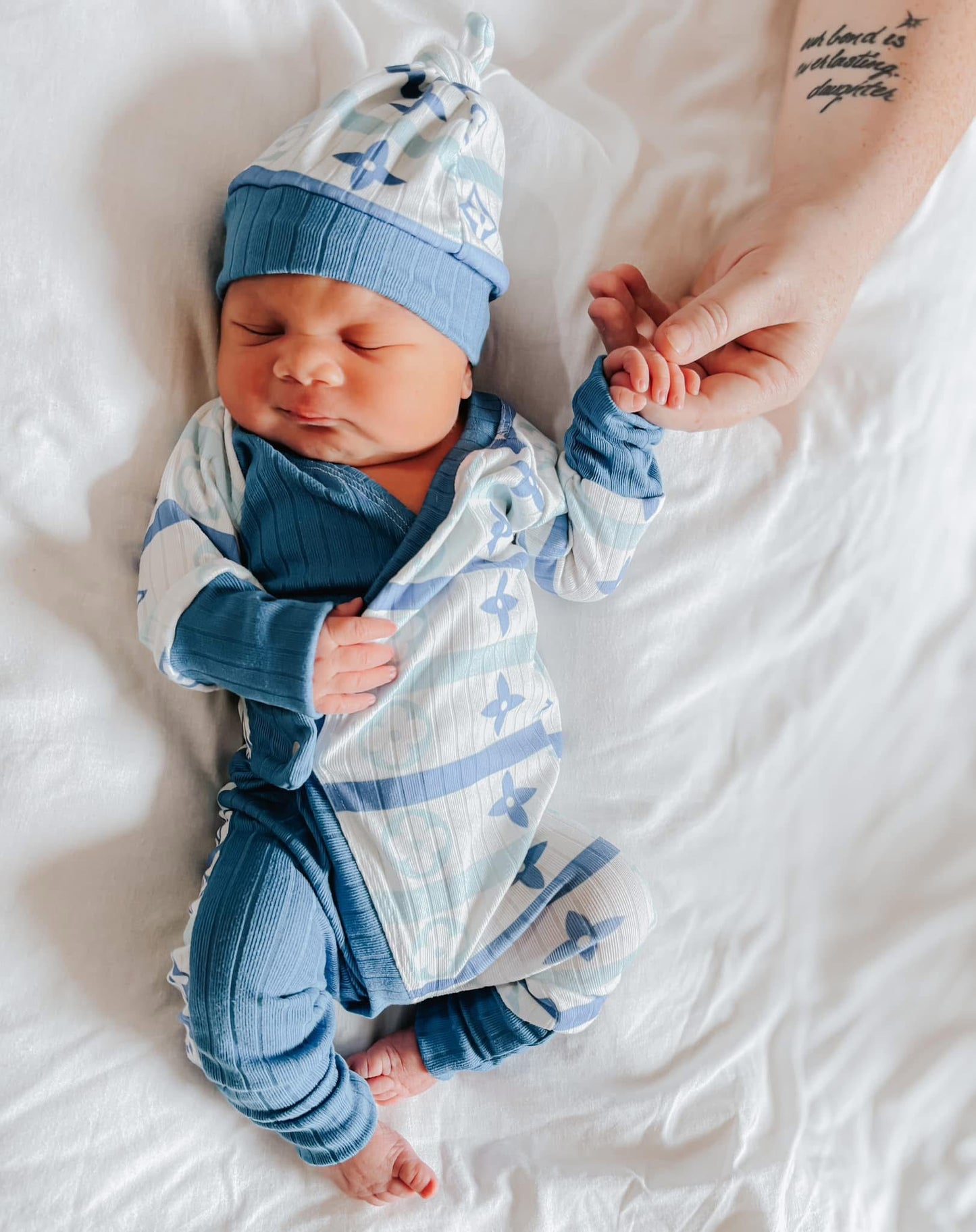 RTS newborn boy river romper boujee newborn stripes