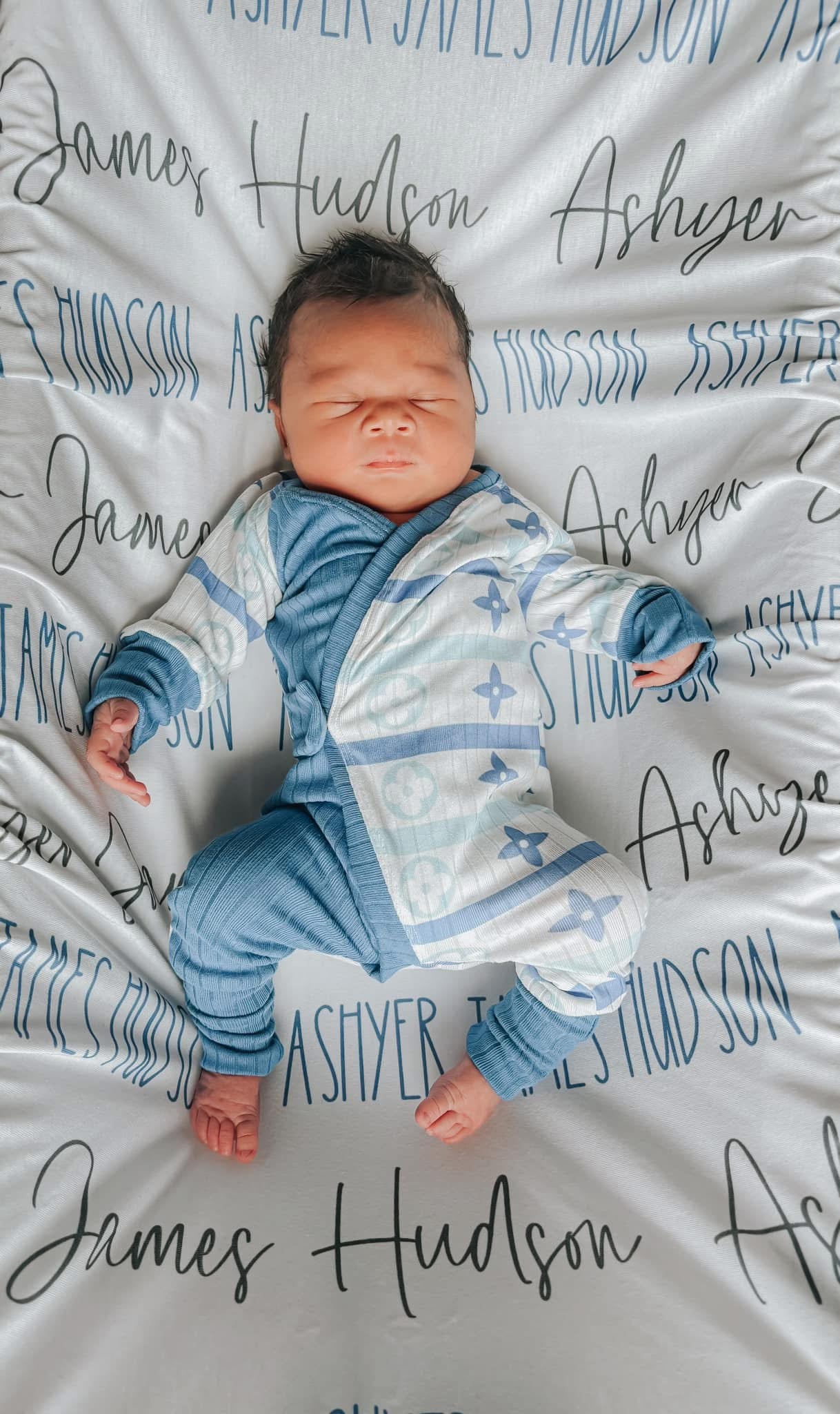 RTS newborn boy river romper boujee newborn stripes