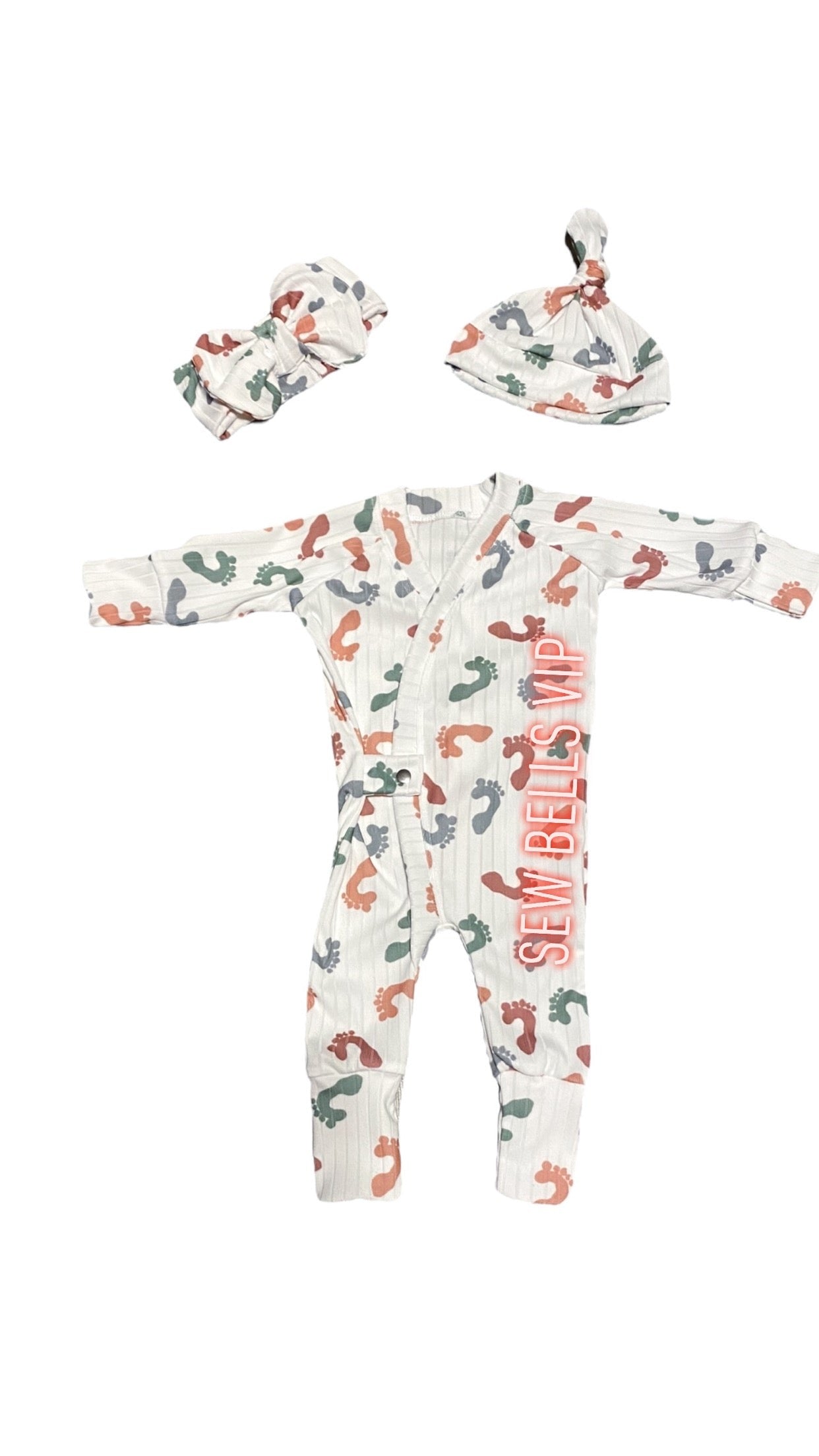 RTS newborn river romper feet print